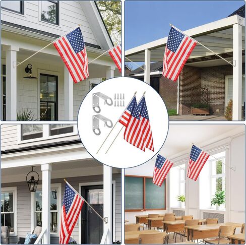2 Pack American Flag with Wall Mount Bracket 12x18 inch, USA Stick Flag Set in Saudi Arabia