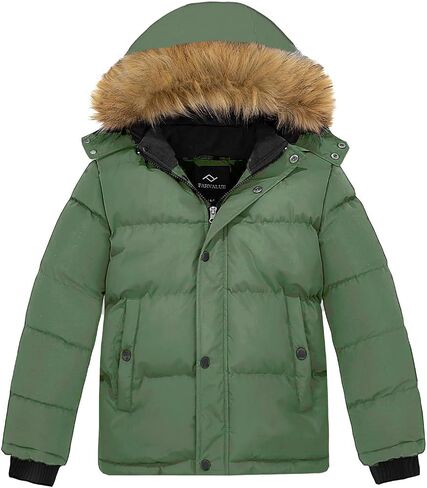 FARVALUE Boys Water Resistant Winter Coat Warm Quilted Puffer Jacket Hooded Parka Thicken Down Jacket for Boys in Saudi Arabia