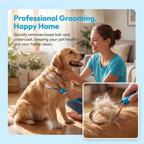 Dual-Sided Dog Shedding Blade Stainless Steel Grooming Tool for Dogs Horses & Short Hair Pets Deshedding Comb for Heavy Shedding Removes Loose Hair and Undercoat Easy Grip Handle in Kuwait
