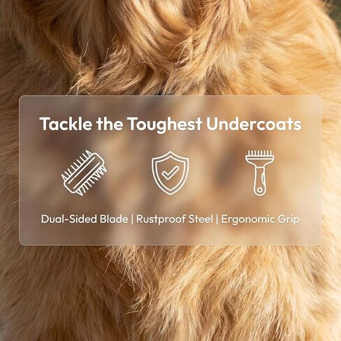 Dual-Sided Dog Shedding Blade Stainless Steel Grooming Tool for Dogs Horses & Short Hair Pets Deshedding Comb for Heavy Shedding Removes Loose Hair and Undercoat Easy Grip Handle in Kuwait