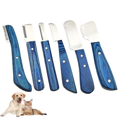 Professional Stripping Knife Kit for Dogs & Pets – 6 Piece Grooming Set with Wooden Handle – Pet Grooming Tools for Hand Stripping & Deshedding in Saudi Arabia