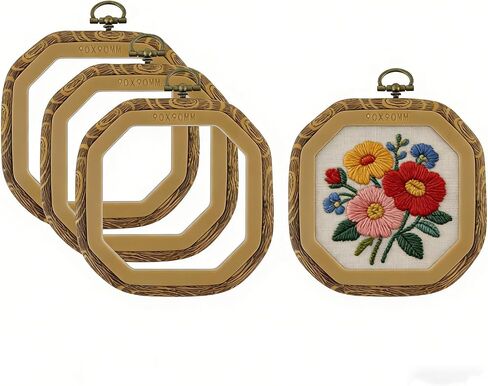 Mcredy Oval Embroidery Hoop, Wood-Grain Plastic, 6"x7.5"-2Pcs in Kuwait