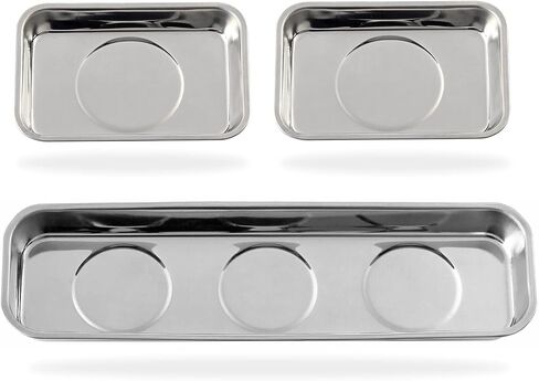 8 Pieces Rectangle Magnetic Trays Set Stainless Steel Magnet Tool Tray Parts Holder for Screws, Sockets, Bolts, Pins, Mechanic's and Automotive in Kuwait