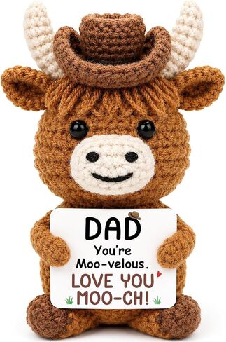 Inspirational Positive Gifts for Women Men, Handmade Crochet Highland Cow in Saudi Arabia