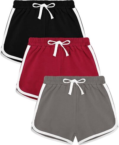 BOOPH 3Pc Girls Athletic Shorts Active Running Dolphin Shorts in Kuwait