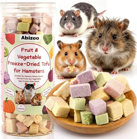 Abizoo Hamster & Rat Healthy Treats, Crispy Snacks Fruit and Vegetable Mix for Dwarf Hamsters, Golden Syrian Hamsters, Gerbils, Rats, Mice, Vitamins Supplement Supports Bones and Immune Health in Kuwait