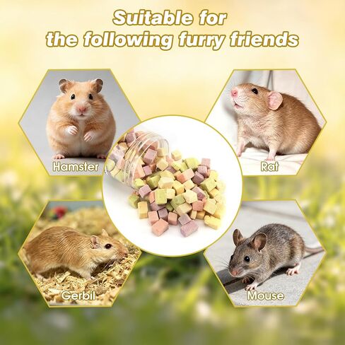Abizoo Hamster & Rat Healthy Treats, Crispy Snacks Fruit and Vegetable Mix for Dwarf Hamsters, Golden Syrian Hamsters, Gerbils, Rats, Mice, Vitamins Supplement Supports Bones and Immune Health in Kuwait
