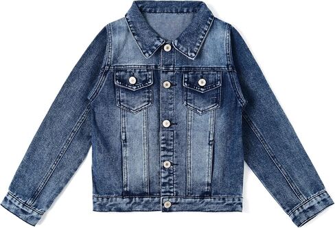 KIDSCOOL SPACE Little Girl/Boy Jean Jacket,Stone Washed Soft Denim Outfits in Kuwait