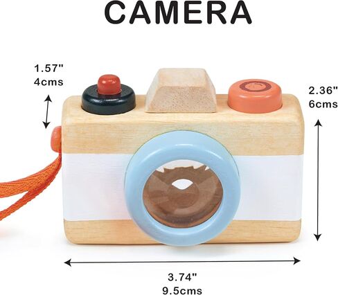 Mentari Toys - Camera - Wooden Pretend Toy for Kids with Kaleidoscope Lens - Early-Learning for Sense Stimulation and Motor Skills - Portable Toy for Imaginative Play - Age 2+ in Kuwait