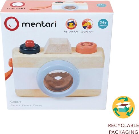 Mentari Toys - Camera - Wooden Pretend Toy for Kids with Kaleidoscope Lens - Early-Learning for Sense Stimulation and Motor Skills - Portable Toy for Imaginative Play - Age 2+ in Kuwait
