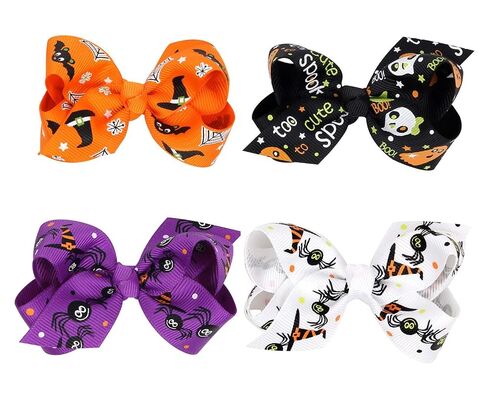 Baby Rose Halloween Headband Infant Pumpkin Hairband Bow Hair Clips (4pc clips) in Kuwait