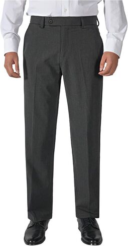 Plaid&Plain Men's Dress Pants with Elastic Waistband and Stretchy Fabric Straight Fit in Kuwait