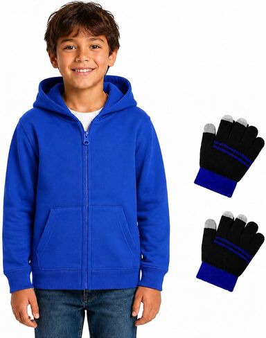 Bienzoe Boys Zip Up Hoodie: Kids Soft Anti-Pilling Fleece School Uniform Sweatshirt in Kuwait