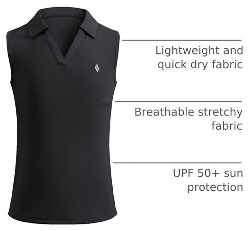SANTINY Girls' Sleeveless Golf Shirt V-Neck Quick Dry Tennis Tank Tops Golf Clothes Collared Polo Shirts for Girl in Kuwait