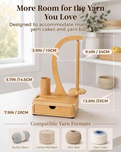 SPEENSUN Bamboo Yarn Holder with Drawers for Crocheting and Knitting in Kuwait