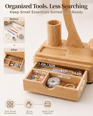 SPEENSUN Bamboo Yarn Holder with Drawers for Crocheting and Knitting in Kuwait