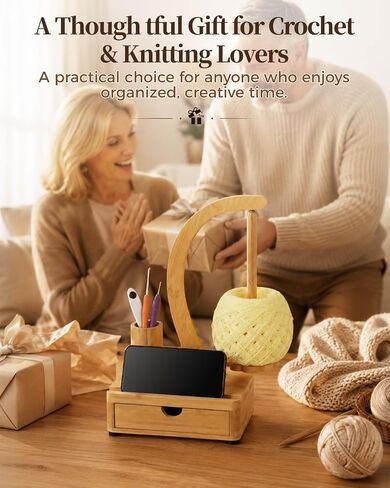 SPEENSUN Bamboo Yarn Holder with Drawers for Crocheting and Knitting in Kuwait