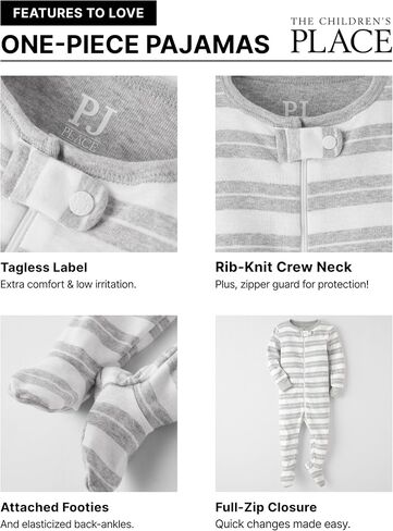 The Children's Place Baby Toddler Boy Long Sleeve 100% Cotton Zip-Front One Piece Pajama in Kuwait