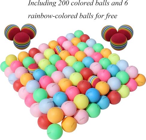 100 Pack or 200 Pack Colored Ping Pong Balls for DIY & Party Decoration in Kuwait
