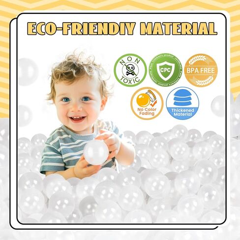 TRENDBOX 100 Ocean Balls for Babies Kids Children Soft Plastic Birthday Parties Events Playground Games Pool (Transparent) in Kuwait
