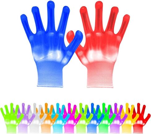 VICSPORT LED gloves for kids LED skeleton gloves 12 color changeable Light up shows Halloween cool fun gifts in Kuwait