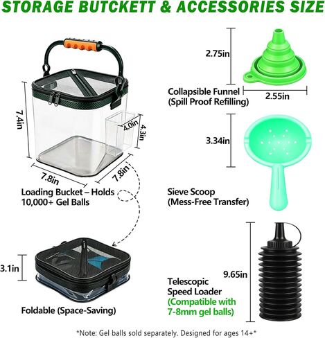 Collapsible Gel Ball Blaster Ammo Accessories Bucket & Speed Loader Kit in Kuwait