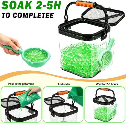 Collapsible Gel Ball Blaster Ammo Accessories Bucket & Speed Loader Kit in Kuwait