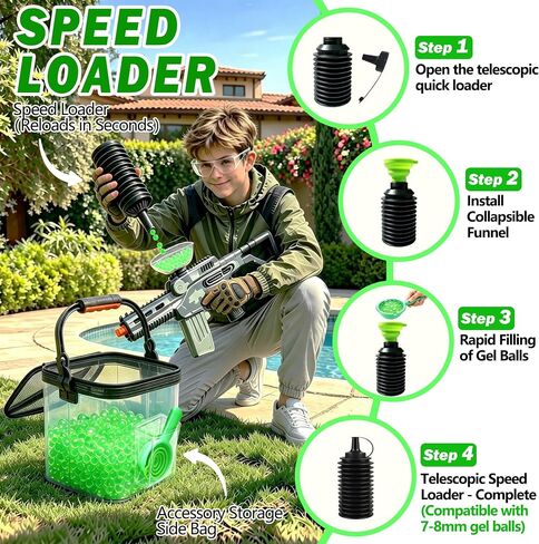 Collapsible Gel Ball Blaster Ammo Accessories Bucket & Speed Loader Kit in Kuwait