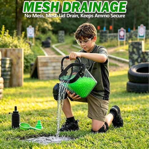 Collapsible Gel Ball Blaster Ammo Accessories Bucket & Speed Loader Kit in Kuwait
