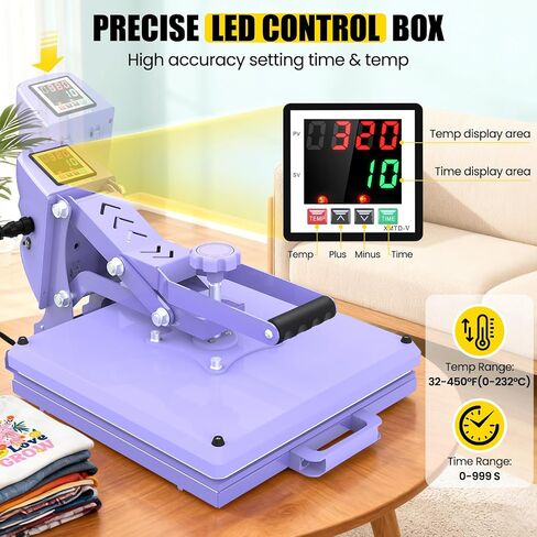 AKEYDIY 15" x 15" Slide Out Heat Press for T Shirts - Fast Heating for Sublimation, Industrial Even Heat Transfer & Precise Temp Control, Shirt Heat Press for Vinyl & Fabric Projects(Purple) in Saudi Arabia