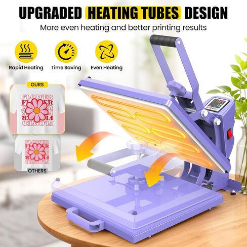 AKEYDIY 15" x 15" Slide Out Heat Press for T Shirts - Fast Heating for Sublimation, Industrial Even Heat Transfer & Precise Temp Control, Shirt Heat Press for Vinyl & Fabric Projects(Purple) in Saudi Arabia