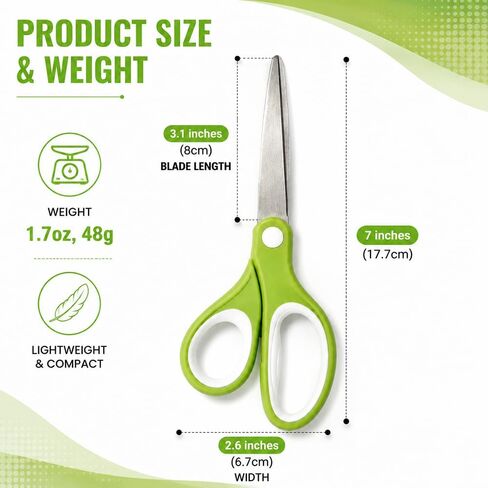 7" Student Scissors Set of 3-pack, Rounded-tip, Kids Scissors Ages 8-10 8-12 8-16 for School Crafting Project, DIY, Arts GD-080-R3 in Kuwait