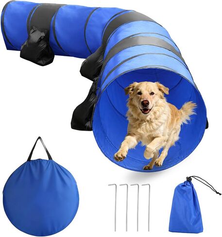 POPMOON 28in 10FT Dog Agility Tunnel, Foldable Dog Tunnel with 3 Sandbags in Kuwait