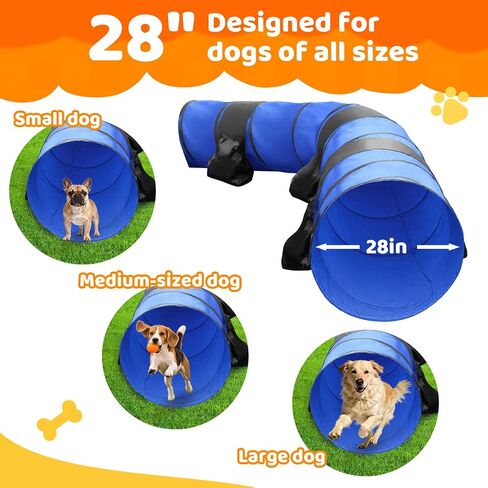 POPMOON 28in 10FT Dog Agility Tunnel, Foldable Dog Tunnel with 3 Sandbags in Kuwait
