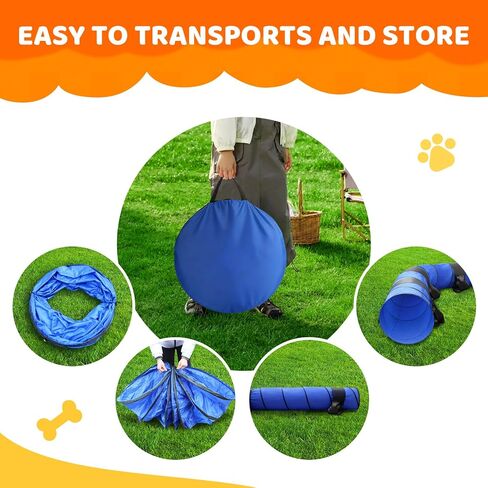 POPMOON 28in 10FT Dog Agility Tunnel, Foldable Dog Tunnel with 3 Sandbags in Kuwait