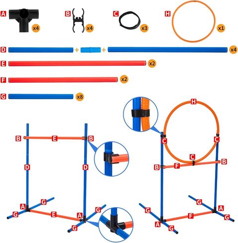 5-in-1 Dog Dexterity Training Set, Portable Backyard Obstacle Course Kit - Tunnel, Adjustable Jump Hurdle, Jump Ring, Weave Poles & Pause Box for Puppy Exercise in Saudi Arabia