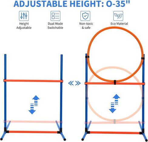 5-in-1 Dog Dexterity Training Set, Portable Backyard Obstacle Course Kit - Tunnel, Adjustable Jump Hurdle, Jump Ring, Weave Poles & Pause Box for Puppy Exercise in Saudi Arabia