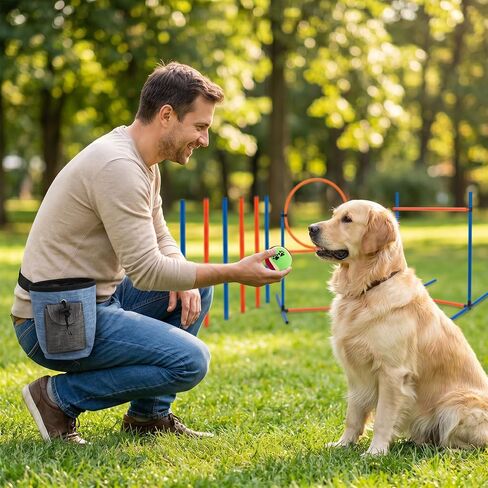5-in-1 Dog Dexterity Training Set, Portable Backyard Obstacle Course Kit - Tunnel, Adjustable Jump Hurdle, Jump Ring, Weave Poles & Pause Box for Puppy Exercise in Saudi Arabia