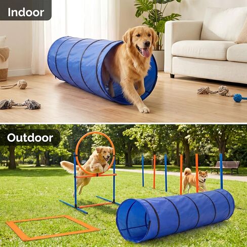 5-in-1 Dog Dexterity Training Set, Portable Backyard Obstacle Course Kit - Tunnel, Adjustable Jump Hurdle, Jump Ring, Weave Poles & Pause Box for Puppy Exercise in Saudi Arabia