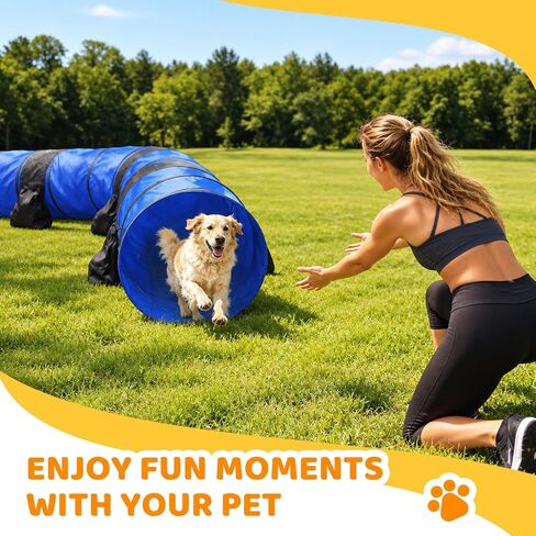 POPMOON 28in 10FT Dog Tunnel with 3 Sandbags, Foldable Dog Agility Tunnel in Kuwait