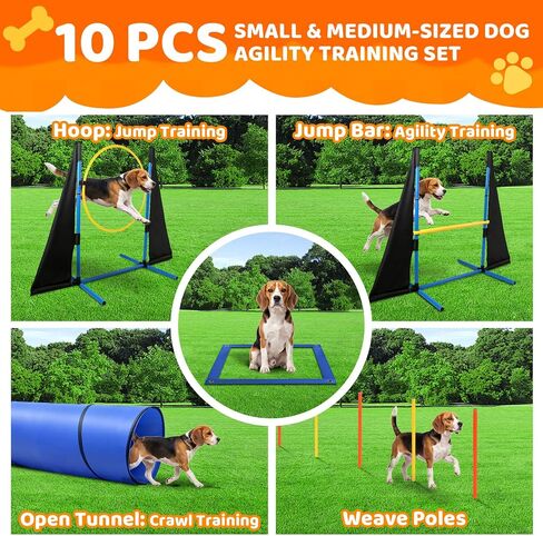 POPMOON Dog Agility Equipment 10 PCS, Dog Agility Course Backyard Set in Kuwait
