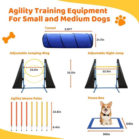 POPMOON Dog Agility Equipment 10 PCS, Dog Agility Course Backyard Set in Kuwait
