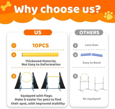 POPMOON Dog Agility Equipment 10 PCS, Dog Agility Course Backyard Set in Kuwait