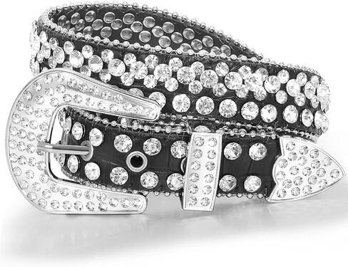 JASGOOD Kids Rhinestone Belt for Girls and Boys,Western Cowgirl Cowboy Bling Studded Leather Belt for Jeans Dress in Kuwait
