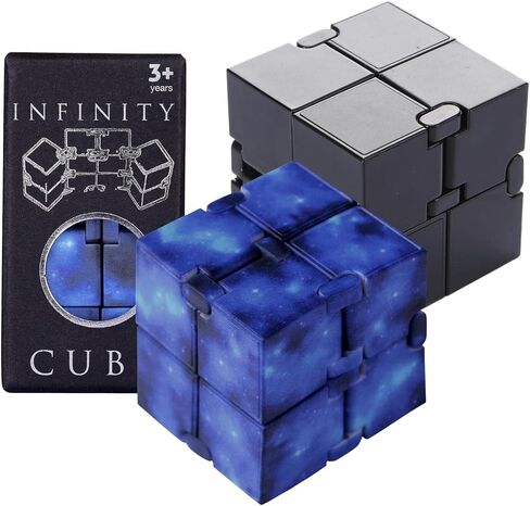 Black Infinity Cube Sensory Fidget Toy, Cool Mini Gadget Best for Stress and Anxiety Relief and Galaxy Infinity Cube Cool Handheld Desk Toy for Kids and Adults in Saudi Arabia