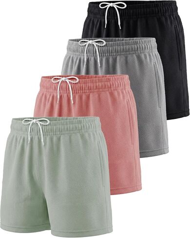 Real Essentials 4-Pack: Girl's Mesh Active Athletic Performance Sport Shorts for Girls with Pockets in Kuwait