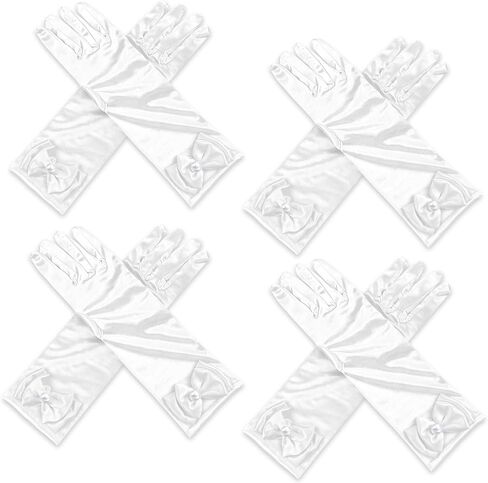 AUHOKY 4 Pairs Little Girls Long Princess Costume Formal Bows Glove, Age 3-8 in Kuwait