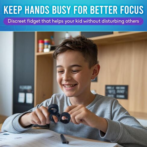 BUNMO Bundle Wooden Fidget Cube x Magnetic Fidget Rings Black - Smooth Folding Pocket Fidget, Natural Wood Sensory Cube for Desk or Travel - Compact & Quiet Fidget Toy for Adults & Teens in Saudi Arabia