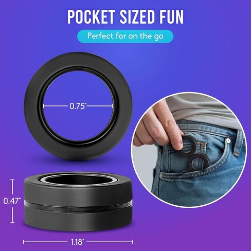 BUNMO Bundle Wooden Fidget Cube x Magnetic Fidget Rings Black - Smooth Folding Pocket Fidget, Natural Wood Sensory Cube for Desk or Travel - Compact & Quiet Fidget Toy for Adults & Teens in Saudi Arabia