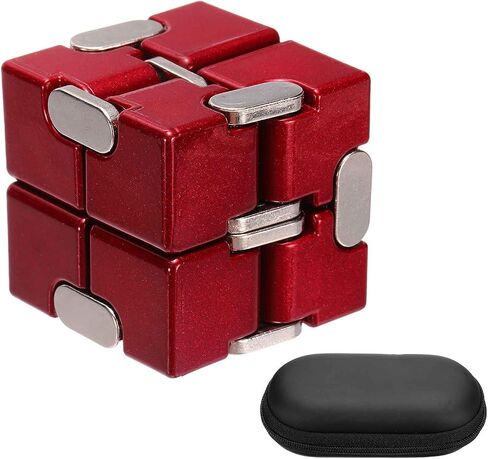 Metal Fidget Magic Cube Toy Aluminum for Adults (Red) in Kuwait